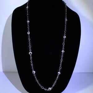 Chico's Silver Tone Necklace with 11 Clear Rhinestones